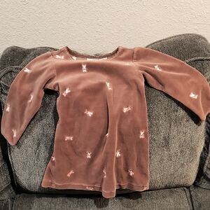 Brown Long-Sleeve Dress with Pink Accents